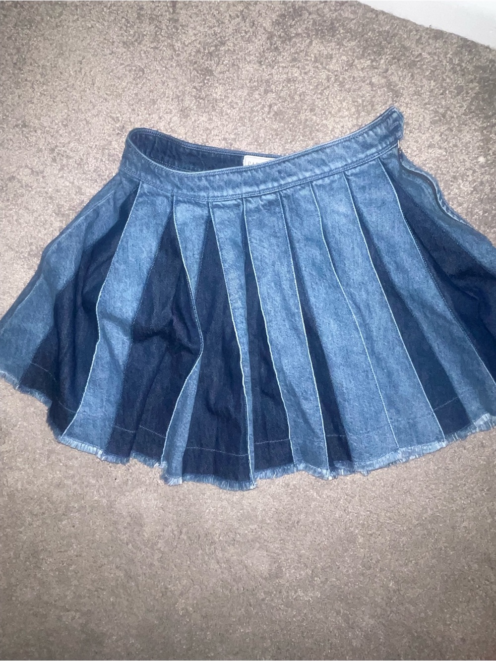 GAP Two-Tone Denim Pleated Skater Skirt - Blue